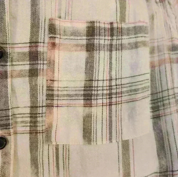 Care bears logo, women's lightweight flannel, size med. Gray, cream, button-up - Picture 7 of 10